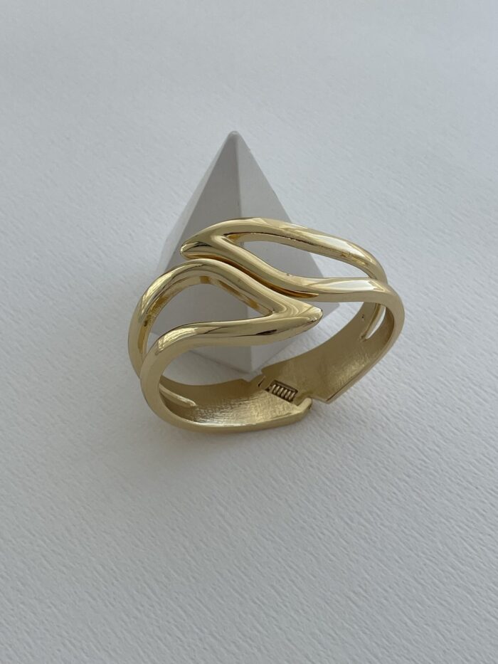 Özel Seri İçi Boş Damla Tasarım Gold Kelepçe Bileklik