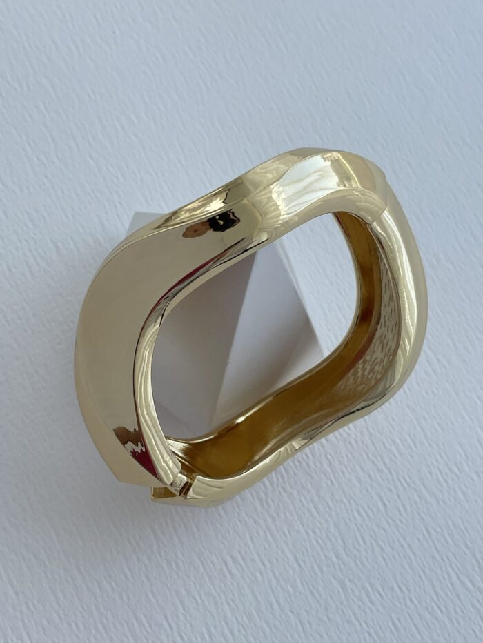Özel Seri Kalın Kıvrım Tasarım Gold Kelepçe Bileklik