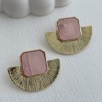 Özel Seri Yelpaze Tasarım Pembe Hawai Küpe