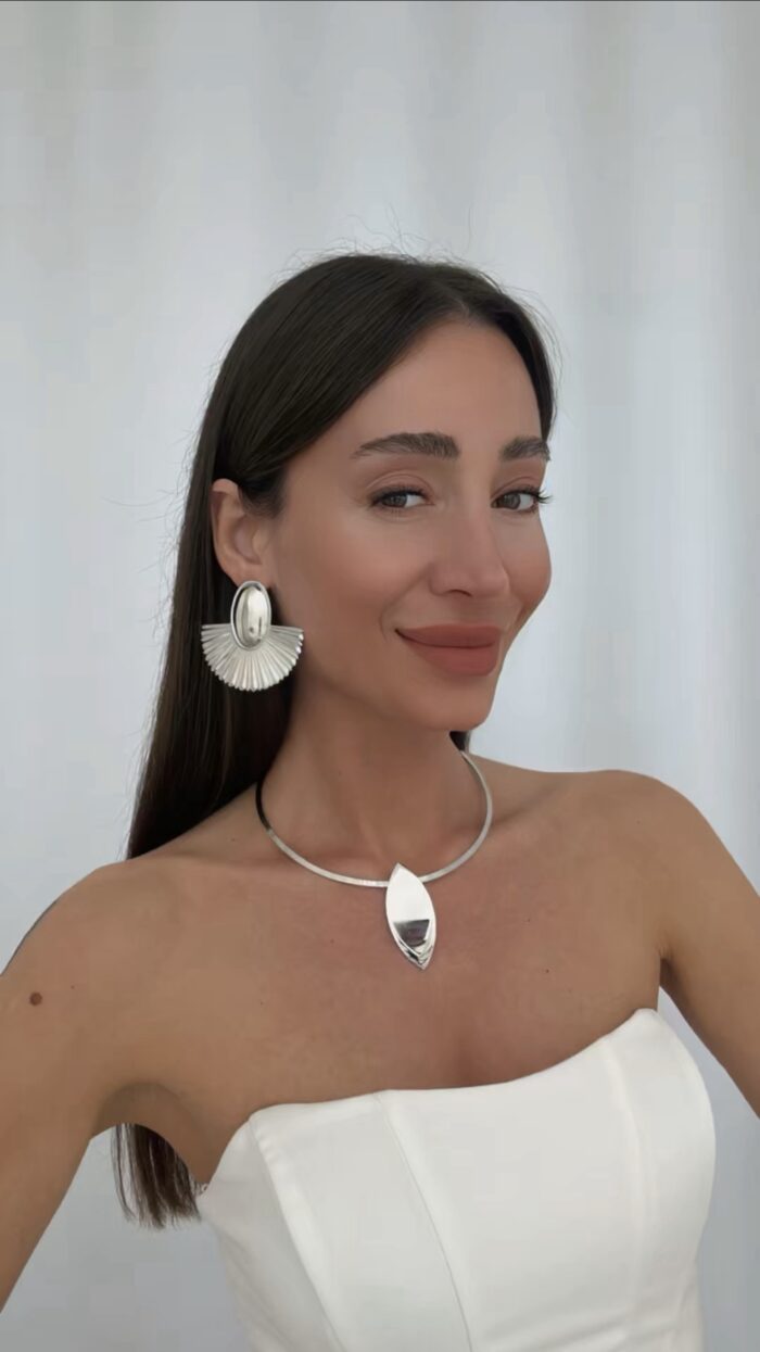 Özel Seri Vintage Yelpaze Tasarım Gümüş Küpe