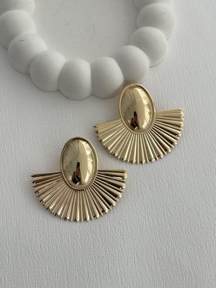 Özel Seri Vintage Yelpaze Tasarım Gold Küpe