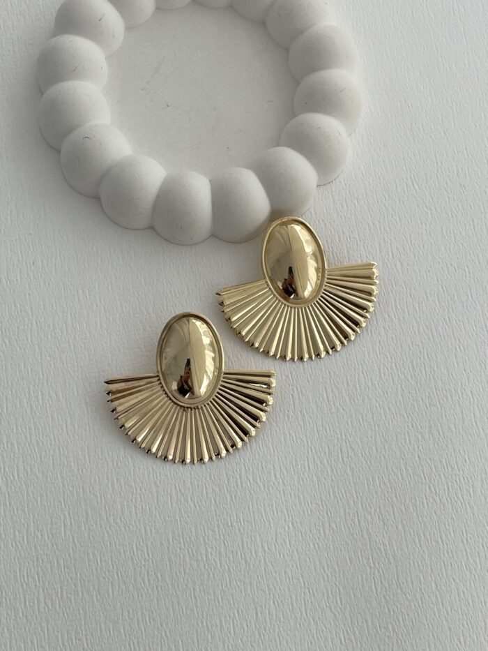 Özel Seri Vintage Yelpaze Tasarım Gold Küpe