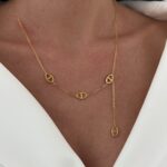 Çelik Sarkıt Zincirli Marka Model Gold Kolye