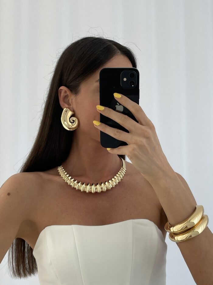 Özel Seri Marka Model Deniz Kabuğu Gold Küpe