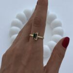 Özel Seri Yeşil Baget & Zirkon Taş Gold Ayarlanabilir Yüzük