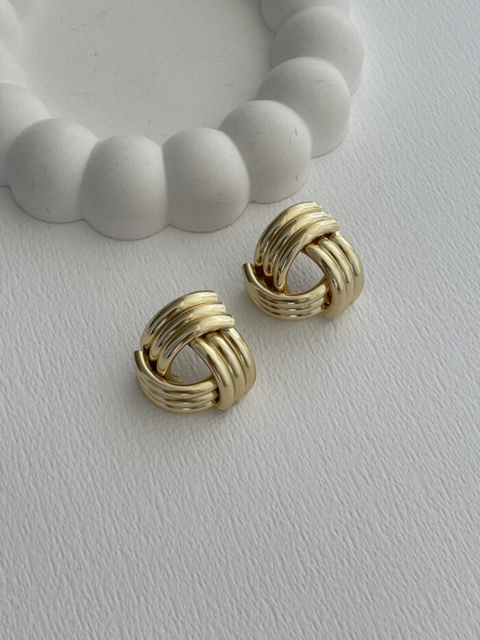 Özel Seri Geometrik Tasarım Gold Küpe