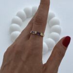 Özel Seri Mor İkili Baget Taş Gold Ayarlanabilir Yüzük