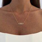 Özel Seri Zirkon Taşlı Oval Tasarım Marka Model Gold Kolye