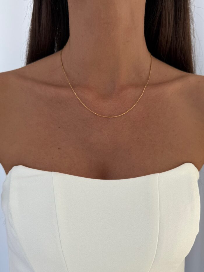 Çelik Gold Top Detay Zincir Kolye 40+5cm