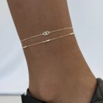 Özel Seri Zirkon Taşlı Marka Model İkili Zincir Gold Halhal