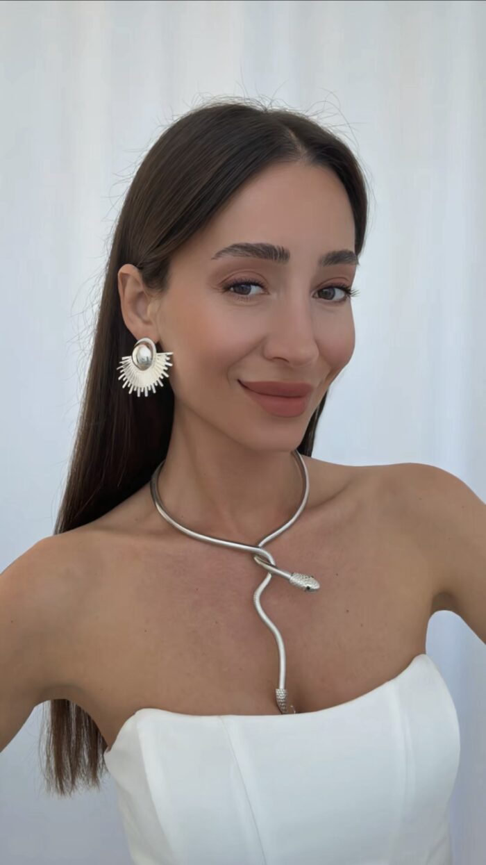 Özel Seri Sarmal Yılan Tasarım Gümüş Choker Kolye