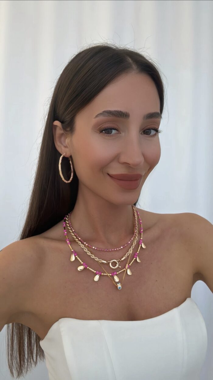 Özel Seri Pembe & Gold Sarmal Tasarım Halka Küpe