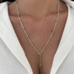 Özel Seri Yıldız Tasarım Mavi Taşlı Gold Y Kolye
