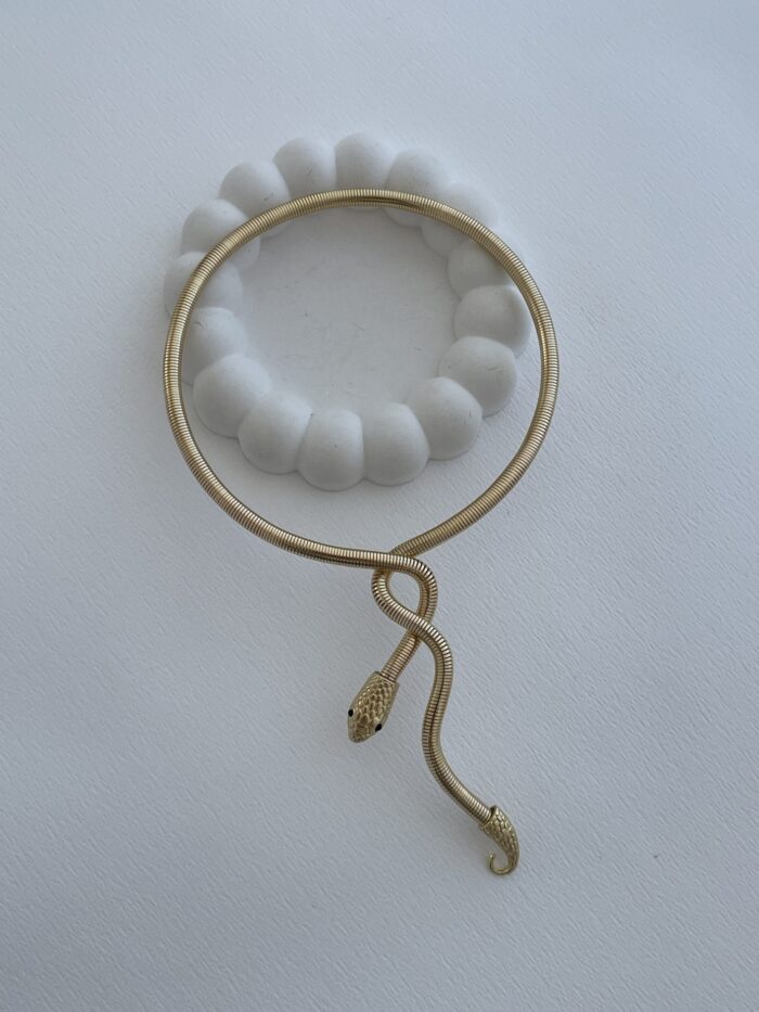 Özel Seri Sarmal Yılan Tasarım Gold Choker Kolye