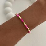 Özel Seri Pembe - Gold Kemik Tasarım Bileklik