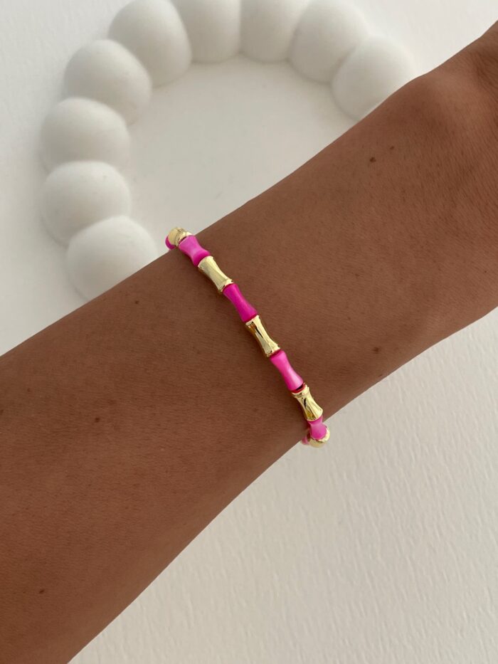 Özel Seri Pembe - Gold Kemik Tasarım Bileklik