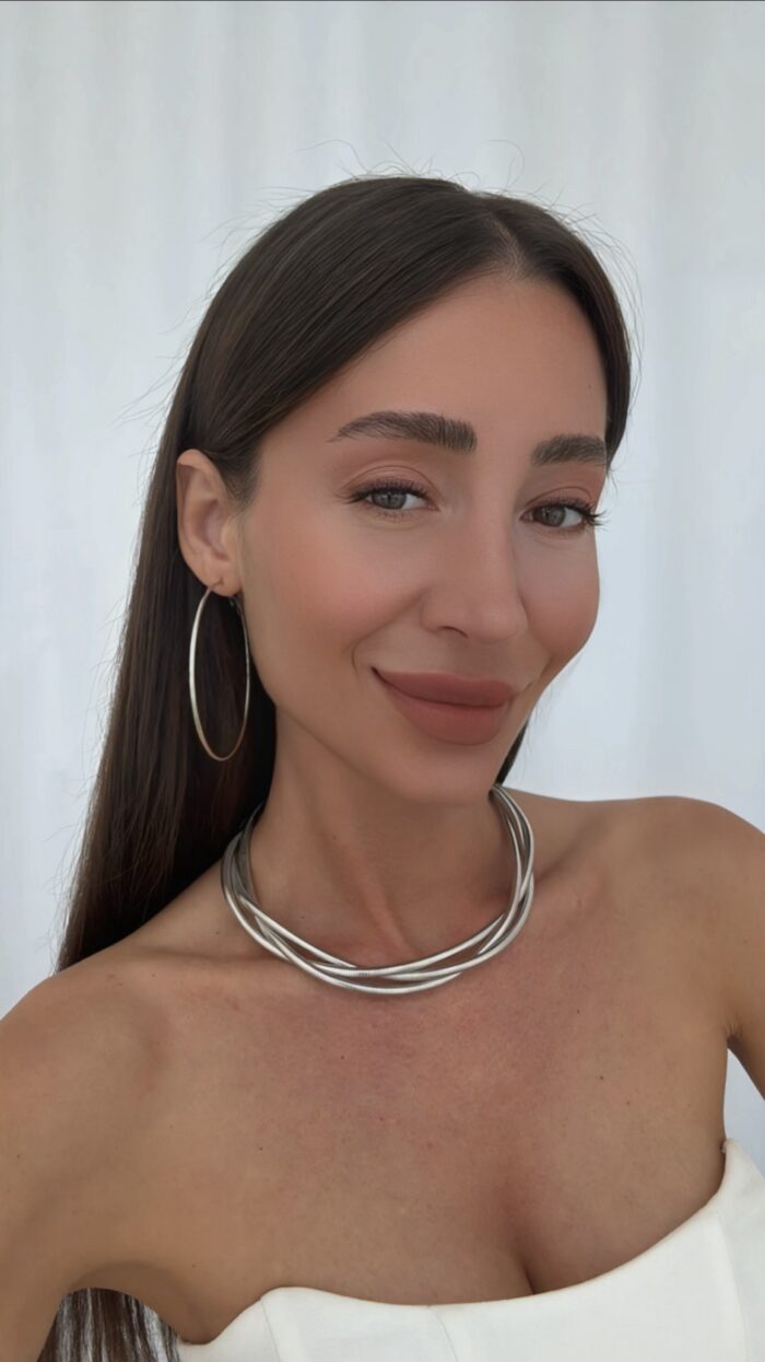 Özel Seri Tırtık Model Üçlü Sarmal Tasarım Gümüş Choker Kolye