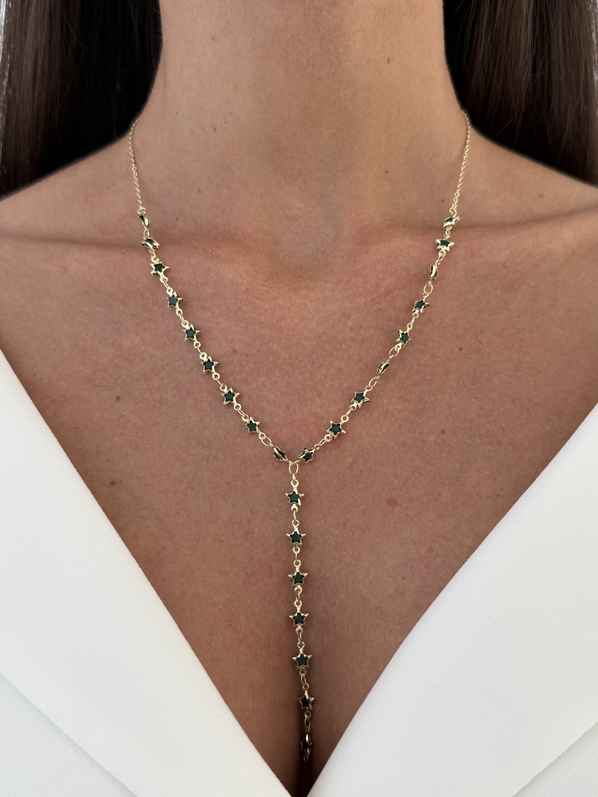 img_3669-3 Özel Seri Yeşil Taşlı Yıldız Tasarım Gold Y kolye