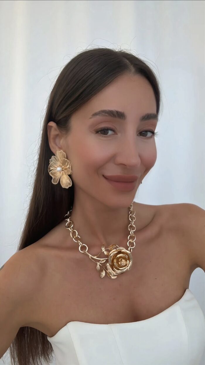 Özel Seri Gül Tasarım Kalın Figaro Zincir Gold Marka Kolye