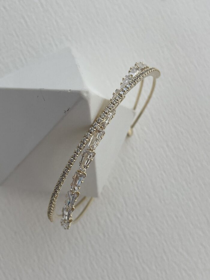 Özel Seri Zirkon & Baget Taşlı X Tasarım Gold Ayarlanabilir Bileklik