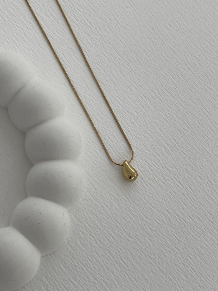Çelik Mini Damla Tasarım Gold Kolye