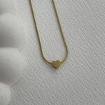 Çelik Mini Kalp Tasarım Gold Kolye