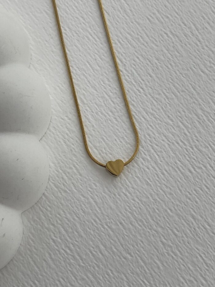 Çelik Mini Kalp Tasarım Gold Kolye
