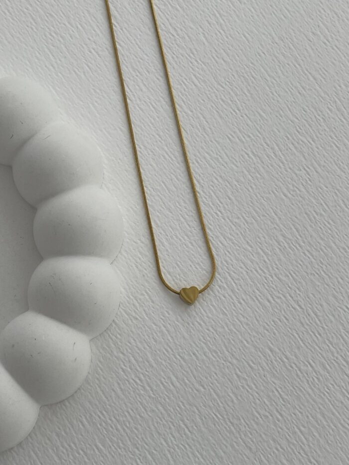 Çelik Mini Kalp Tasarım Gold Kolye