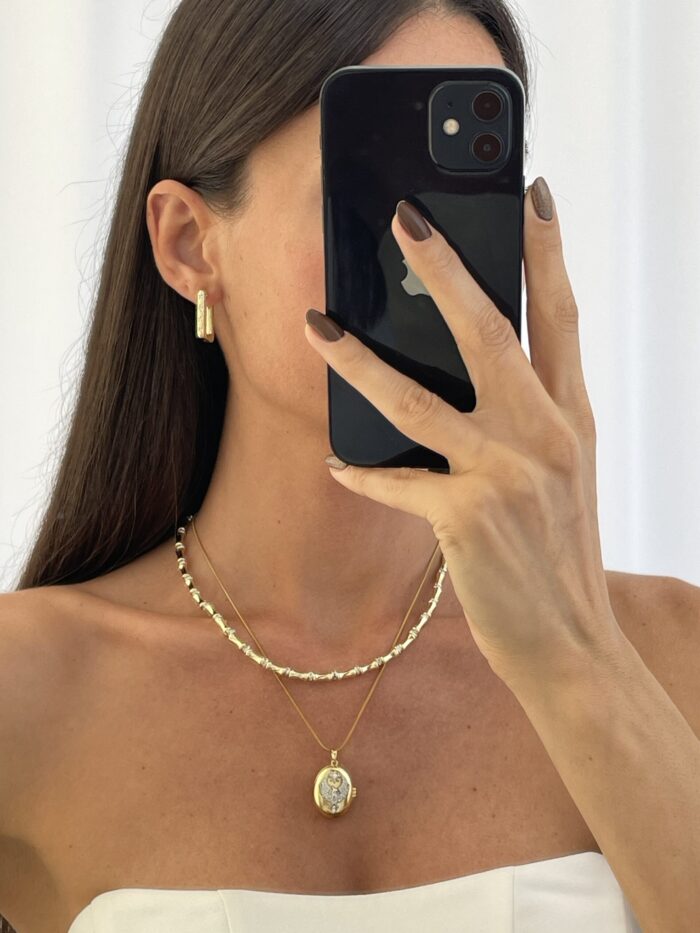Özel Seri Yıldız Zirkon Taşlı Kare Gold Küpe