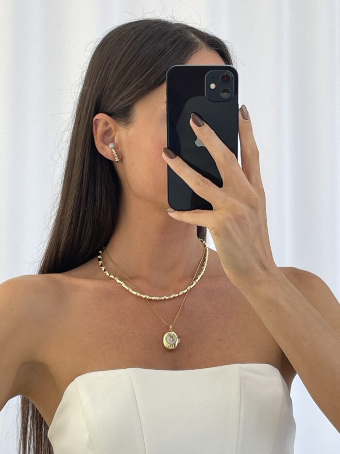 Özel Seri Zirkon Taşlı Top Detay Kulağa Geçmeli Gold Küpe