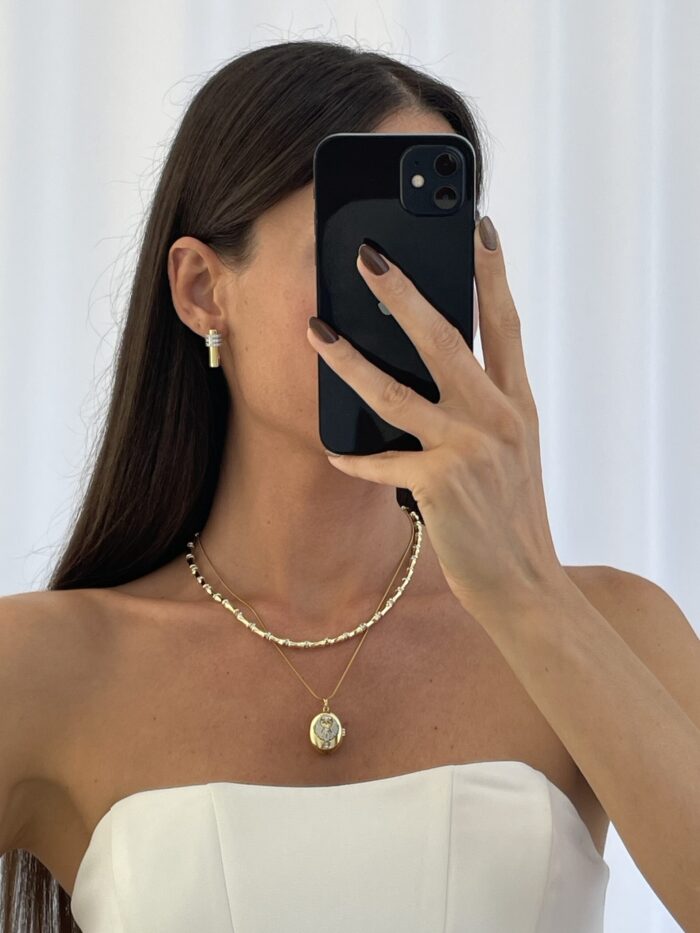 Özel Seri Zirkon Taşlı Gold Kare Halka Küpe