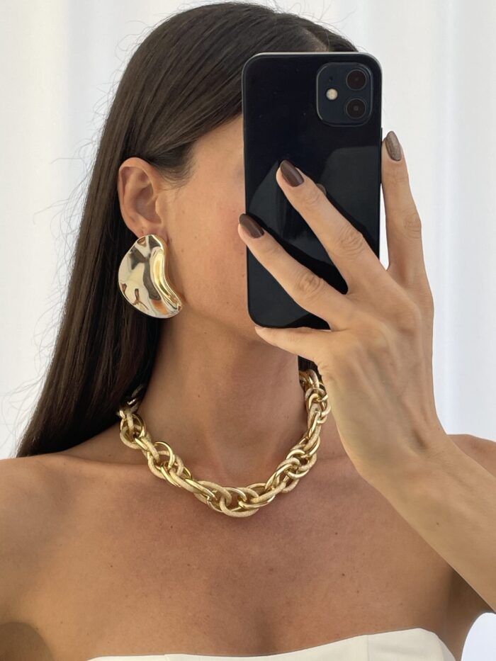 Özel Seri Soyut Tasarım Gold Küpe
