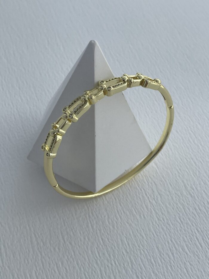 Özel Seri Zirkon Taşlı Zincir Marka Model Gold Kelepçe Bileklik