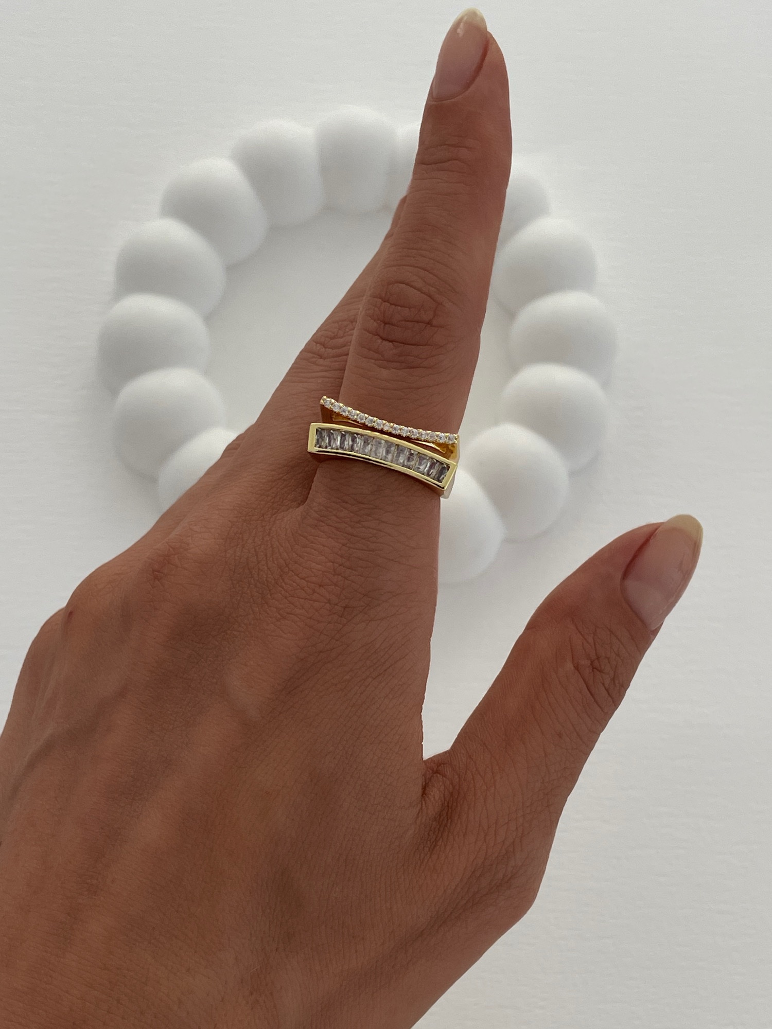 img_3791-3 Özel Seri Zirkon & Baget Taşlı İkili Gold Ayarlanabilir Yüzük