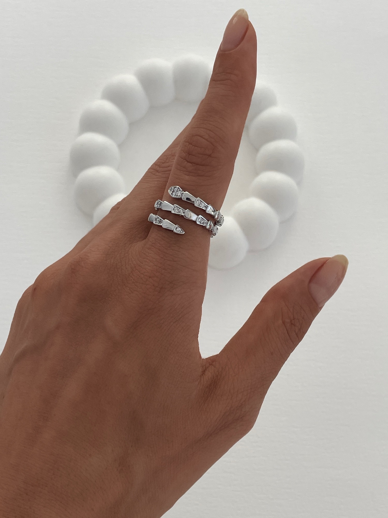 img_4267 Özel Seri Zirkon Taşlı Yılan Tasarım Gümüş Ayarlanabilir Yüzük