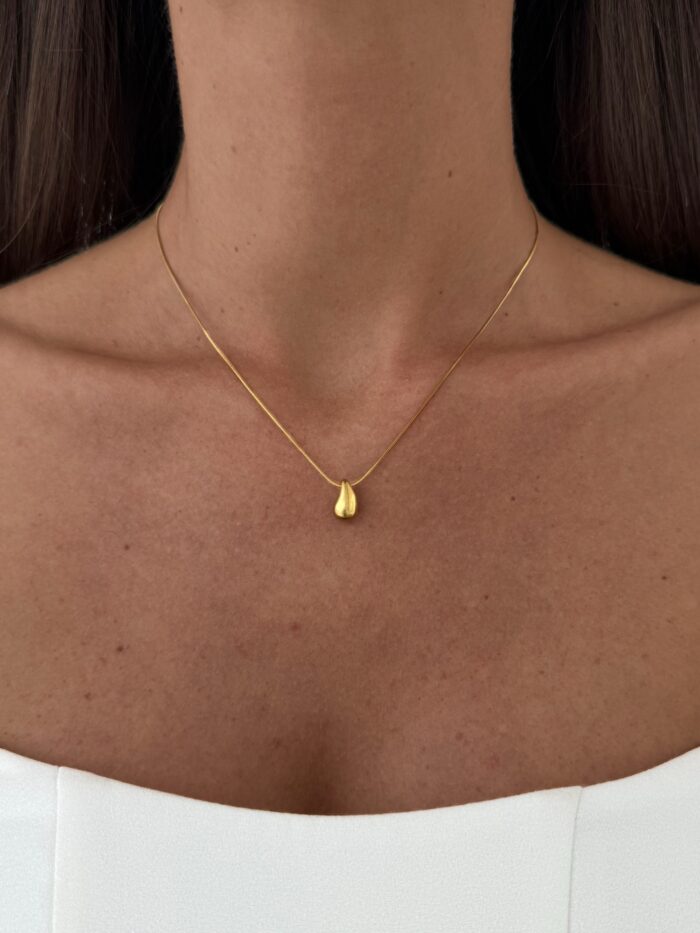 Çelik Mini Damla Tasarım Gold Kolye