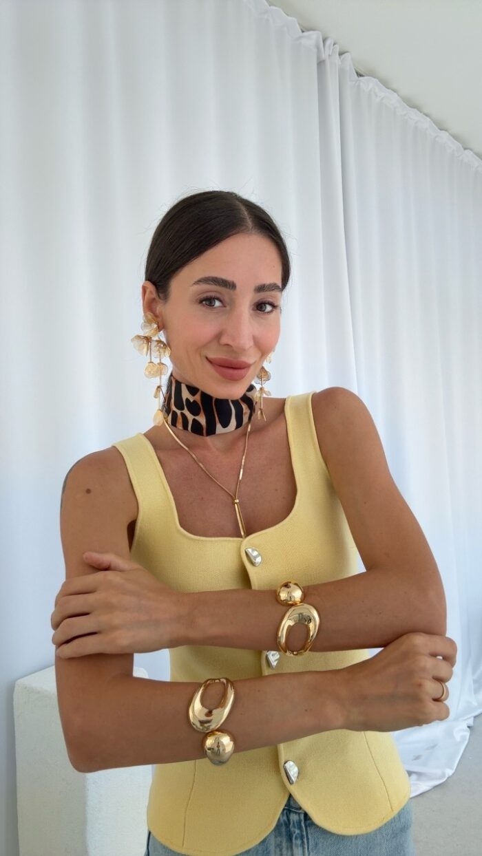 Özel Seri Çiçek Tasarım Maksi Boy Gold Marka Küpe