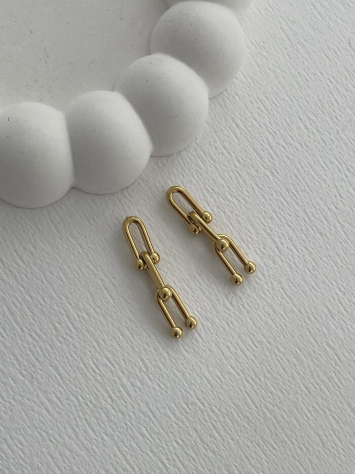 Çelik Marka Model Zincir Tasarım Gold Küpe