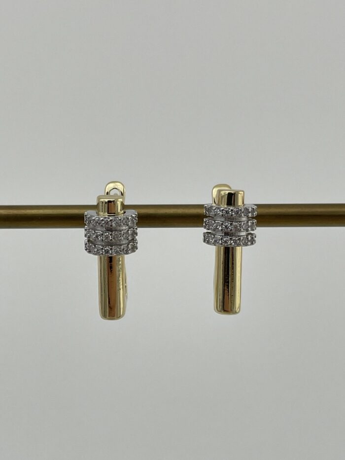 Özel Seri Zirkon Taşlı Gold Kare Halka Küpe