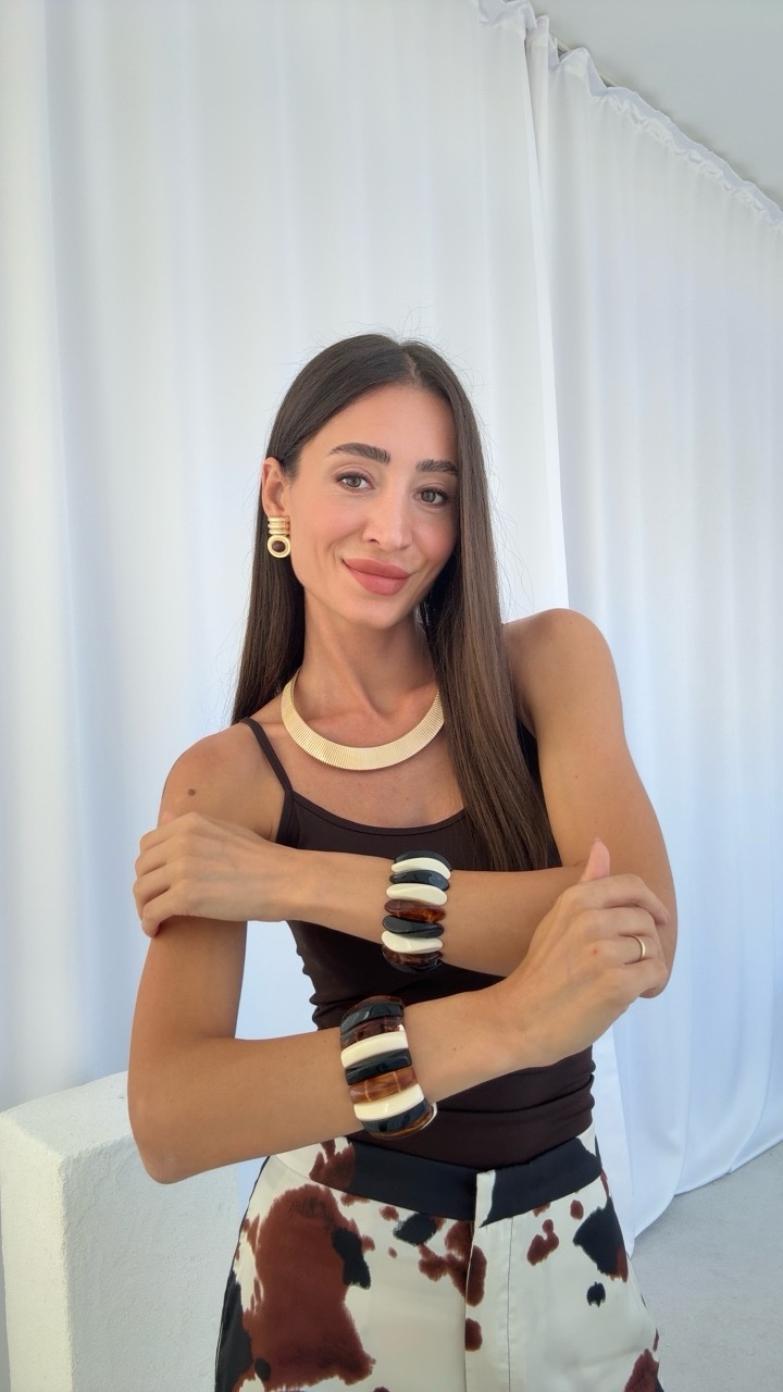 img_9877-2 Özel Seri Kahve & Krem Kemik Tasarım Lastikli Bileklik