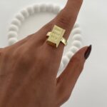 Özel Seri Yazılı Külçe Altın Tasarım Gold Ayarlanabilir Yüzük