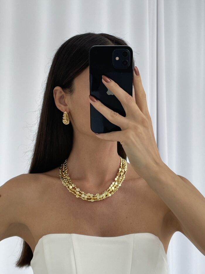 Özel Seri Spiral Tasarım Gold Halka Küpe