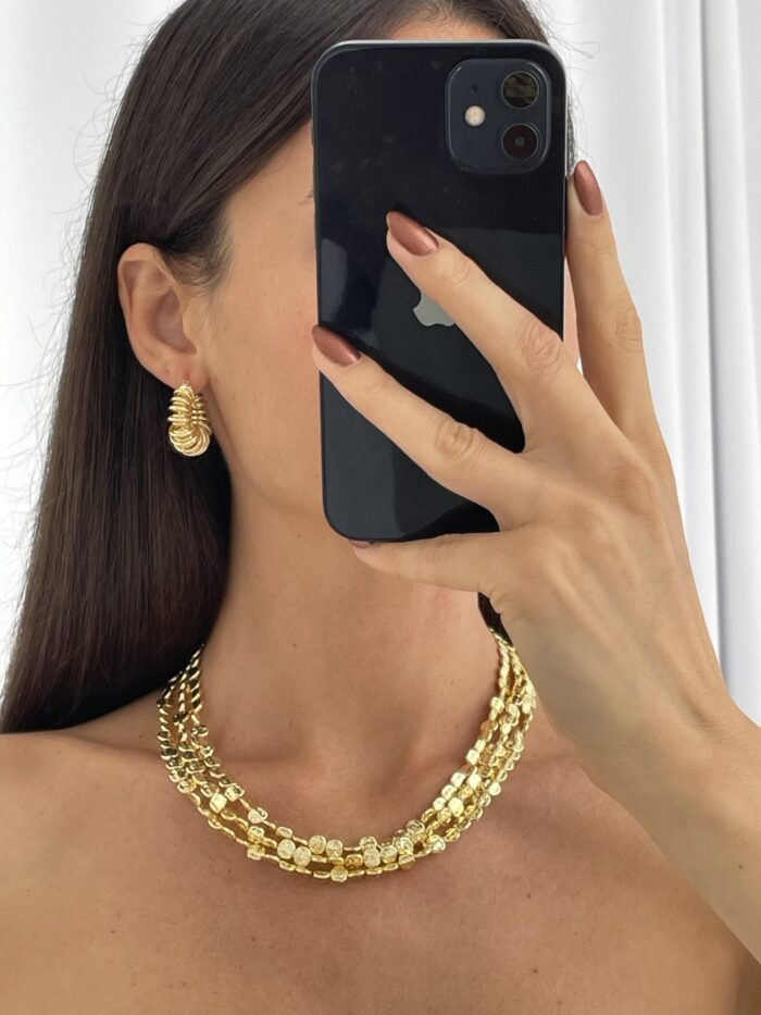 Özel Seri Spiral Tasarım Gold Halka Küpe