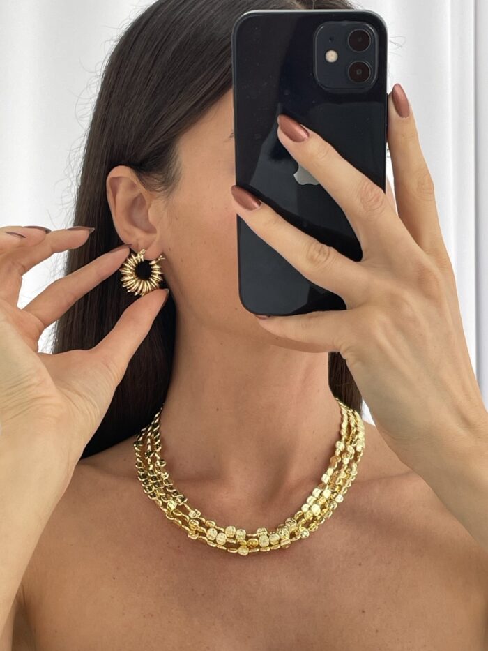 Özel Seri Spiral Tasarım Gold Halka Küpe