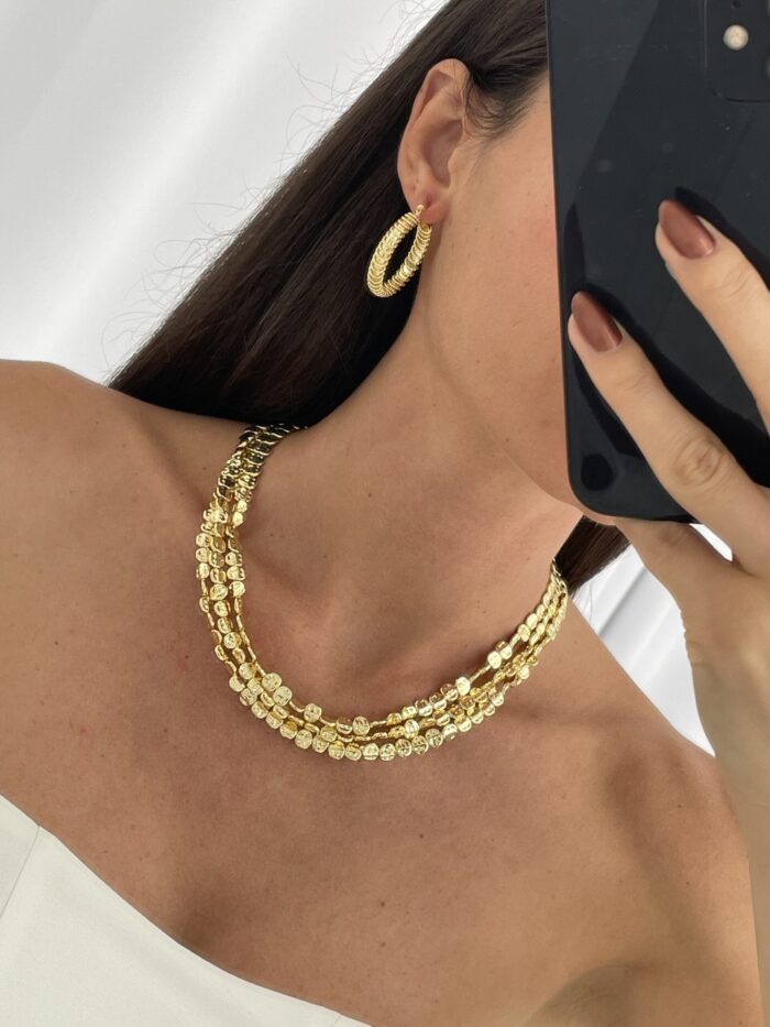 Özel Seri Desenli Mini Yuvarlak Plaka Zincir Gold Kolye
