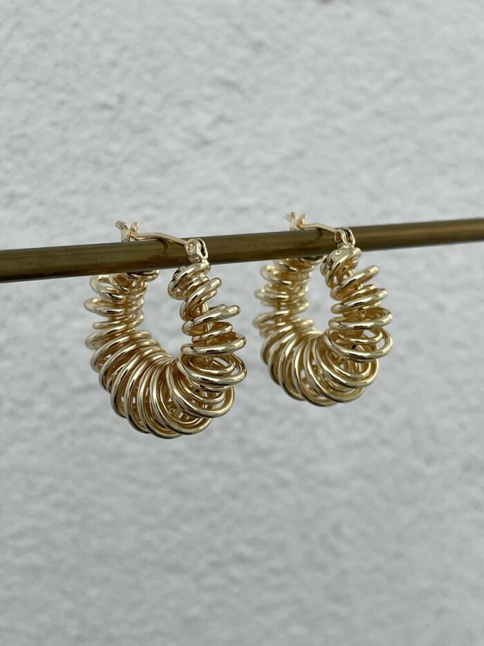 Özel Seri Spiral Tasarım Gold Halka Küpe
