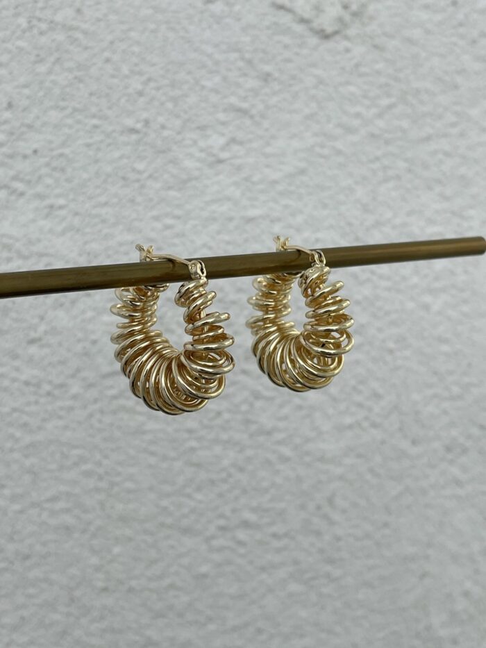 Özel Seri Spiral Tasarım Gold Halka Küpe