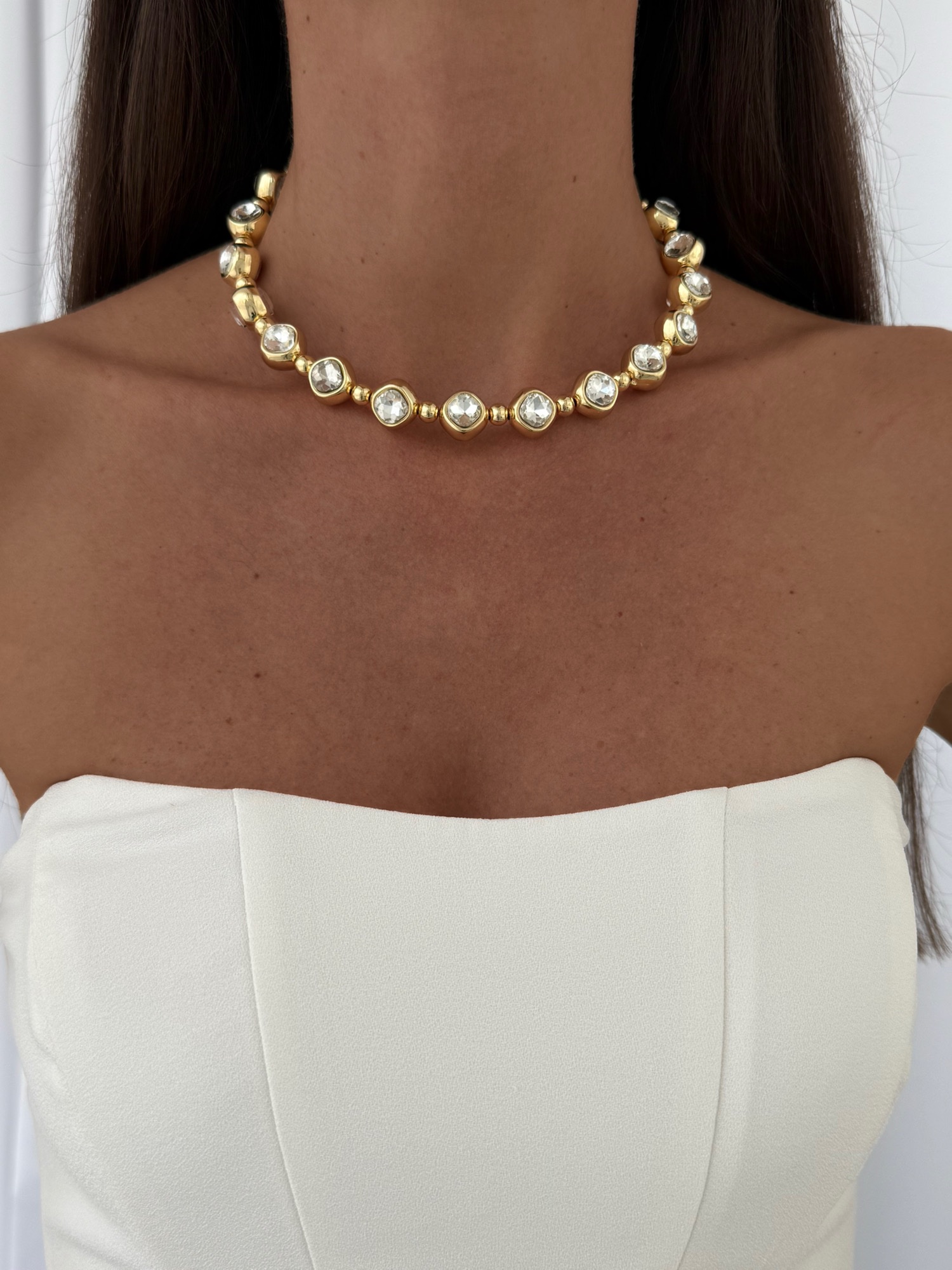 img_3153-4 Özel Seri Çift Tarafı Zirkon Taşlı Gold Yuvarlak Choker Kolye