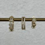Özel Seri Zirkon Taşlı Üçlü Halka Gold Küpe Seti