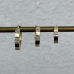 Özel Seri Zirkon Taşlı Üçlü Halka Gold Küpe Seti